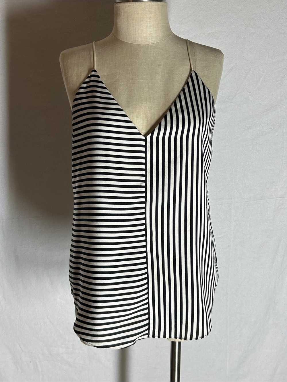 Express Black and White Striped V-Neck Cami
